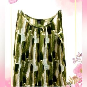 Shein Tank Top Spinach Green Paint Strokes